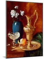 Still Life of a Gilt Ewer, Vase of Flowers and a Facon De Venise Bowl-Antoine Vollon-Mounted Giclee Print