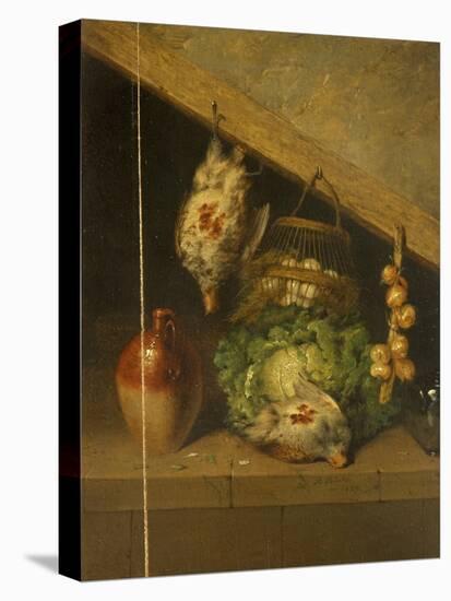 Still Life of a Hanging Bird, a Jar and a Cabbage-Benjamin Blake-Stretched Canvas