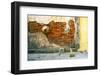 Still-life of a hat and broom against a weathered wall in Vietnam.-Tom Haseltine-Framed Photographic Print