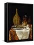 Still Life of a Herring and Flask (Oil on Canvas)-French School-Framed Stretched Canvas