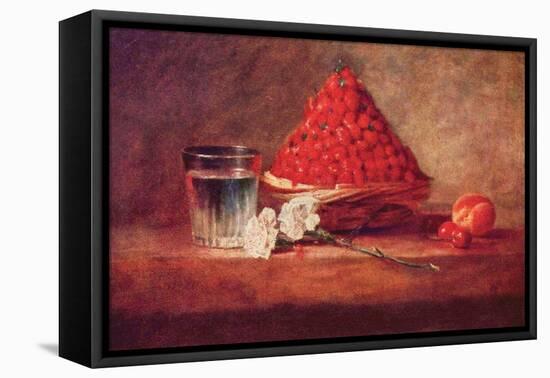 Still Life of a Strawberry Basket-Jean-Baptiste Simeon Chardin-Framed Stretched Canvas