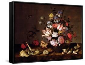 Still Life of a Vase of Flowers with Shells-Balthasar van der Ast-Framed Stretched Canvas