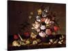 Still Life of a Vase of Flowers with Shells-Balthasar van der Ast-Stretched Canvas