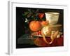 Still Life of an Orange, a Lemon and Strawberry on a Pewter Plate, a Wan-Li Bowl Behind-Elias Van Den Broeck-Framed Giclee Print