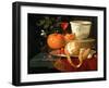 Still Life of an Orange, a Lemon and Strawberry on a Pewter Plate, a Wan-Li Bowl Behind-Elias Van Den Broeck-Framed Giclee Print