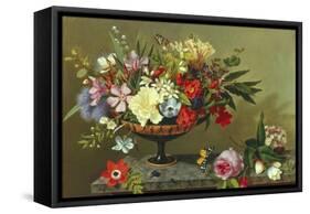 Still Life of Anemones and Roses-Adolf Senff-Framed Stretched Canvas