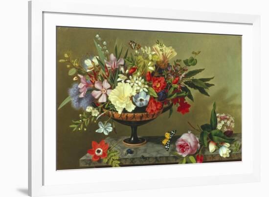 Still Life of Anemones and Roses-Adolf Senff-Framed Giclee Print