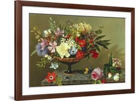 Still Life of Anemones and Roses-Adolf Senff-Framed Giclee Print