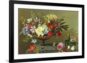 Still Life of Anemones and Roses-Adolf Senff-Framed Giclee Print