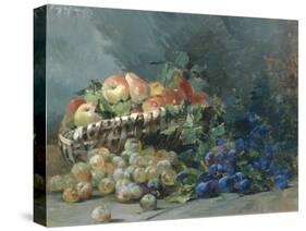 Still Life of Apples and Greengages in a Basket-Albert Tibulle de Furcy Lavault-Stretched Canvas