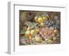 Still Life of Apples, Grapes, Raspberries, Gooseberries and Peach-Oliver Clare-Framed Premium Giclee Print