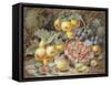 Still Life of Apples, Grapes, Raspberries, Gooseberries and Peach-Oliver Clare-Framed Stretched Canvas