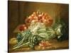 Still Life of Artichokes, Cabbages and Peaches-Jean Jacques Spoede-Stretched Canvas