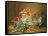 Still Life of Artichokes, Cabbages and Peaches-Jean Jacques Spoede-Framed Stretched Canvas