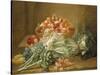 Still Life of Artichokes, Cabbages and Peaches-Jean Jacques Spoede-Stretched Canvas