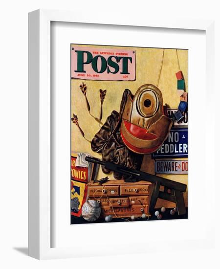 "Still Life of Boys Toys," Saturday Evening Post Cover, June 30, 1945-John Atherton-Framed Giclee Print