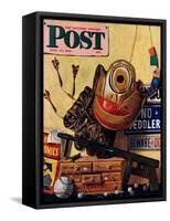 "Still Life of Boys Toys," Saturday Evening Post Cover, June 30, 1945-John Atherton-Framed Stretched Canvas