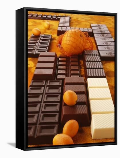 Still Life of Chocolate Bars and Citrus Fruit-Luzia Ellert-Framed Stretched Canvas