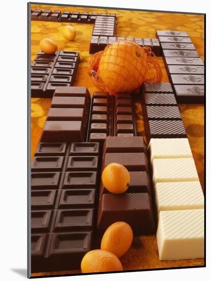 Still Life of Chocolate Bars and Citrus Fruit-Luzia Ellert-Mounted Photographic Print