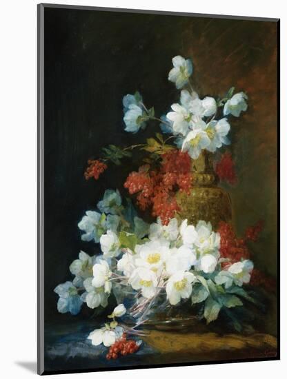 Still-Life of Christmas Roses-Charles Etienne Guerin-Mounted Giclee Print