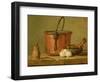 Still Life of Cooking Utensils, Cauldron, Frying Pan and Eggs-Jean-Baptiste Simeon Chardin-Framed Giclee Print