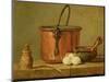 Still Life of Cooking Utensils, Cauldron, Frying Pan and Eggs-Jean-Baptiste Simeon Chardin-Mounted Giclee Print