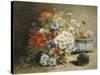 Still Life of Cornflowers, Poppies and Violets-Eugene Henri Cauchois-Stretched Canvas