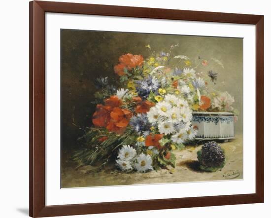 Still Life of Cornflowers, Poppies and Violets-Eugene Henri Cauchois-Framed Giclee Print