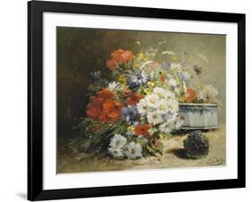 Still Life of Cornflowers, Poppies and Violets-Eugene Henri Cauchois-Framed Giclee Print