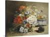 Still Life of Cornflowers, Poppies and Violets-Eugene Henri Cauchois-Stretched Canvas