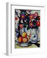 Still Life of Dahlias and Fruit, c.1910-12-Samuel John Peploe-Framed Giclee Print