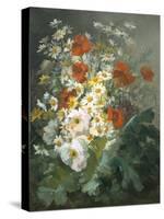 Still Life of Daisies and Poppies-Pierre Gontier-Stretched Canvas