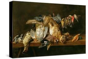 Still Life of Dead Birds and a Hare on a Table, 1647-Adriaen van Utrecht-Stretched Canvas