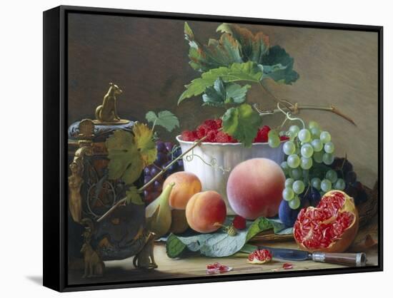 Still Life of Figs, Peaches and Rapberries-Carl Balsgaard-Framed Stretched Canvas