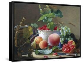 Still Life of Figs, Peaches and Rapberries-Carl Balsgaard-Framed Stretched Canvas