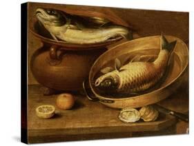 Still Life of Fish and Lemons-Clara Peeters-Stretched Canvas