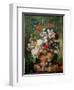 Still Life of Flowers and a Bird's Nest on a Pedestal-Jan van Huysum-Framed Giclee Print