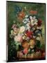 Still Life of Flowers and a Bird's Nest on a Pedestal-Jan van Huysum-Mounted Giclee Print