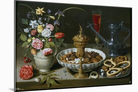 Still Life of Flowers and Dried Fruit. 1611-Clara Peeters-Mounted Giclee Print