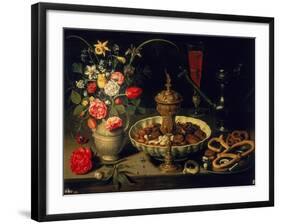 Still Life of Flowers and Dried Fruit, 1611-Clara Peeters-Framed Giclee Print