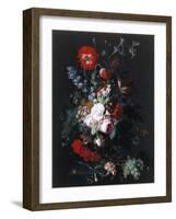 Still Life of Flowers and Fruit, C.1715 (Oil on Wood)-Jan van Huysum-Framed Giclee Print