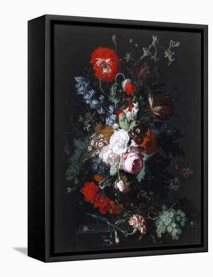 Still Life of Flowers and Fruit, C.1715 (Oil on Wood)-Jan van Huysum-Framed Stretched Canvas