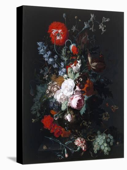 Still Life of Flowers and Fruit, C.1715 (Oil on Wood)-Jan van Huysum-Stretched Canvas