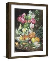 Still Life of Flowers and Fruit-Louis Marie De Schryver-Framed Giclee Print