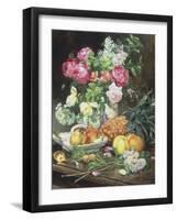 Still Life of Flowers and Fruit-Louis Marie De Schryver-Framed Giclee Print