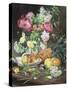 Still Life of Flowers and Fruit-Louis Marie De Schryver-Stretched Canvas