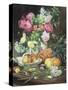 Still Life of Flowers and Fruit-Louis Marie De Schryver-Stretched Canvas