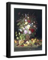 Still Life of Flowers and Fruit-Christian Mollback-Framed Giclee Print