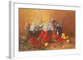 Still Life of Flowers and Fruit-Hubert Bellis-Framed Giclee Print