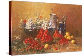 Still Life of Flowers and Fruit-Hubert Bellis-Stretched Canvas